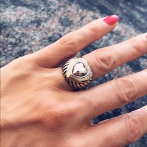 David Yurman Two-Tone Heart Dome Ring with Rope Detail